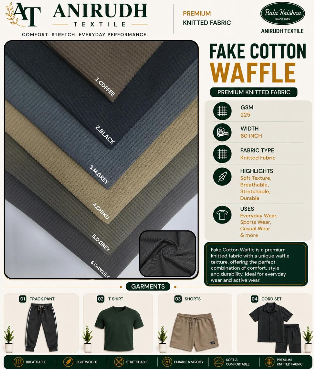 Fake cotton waffle