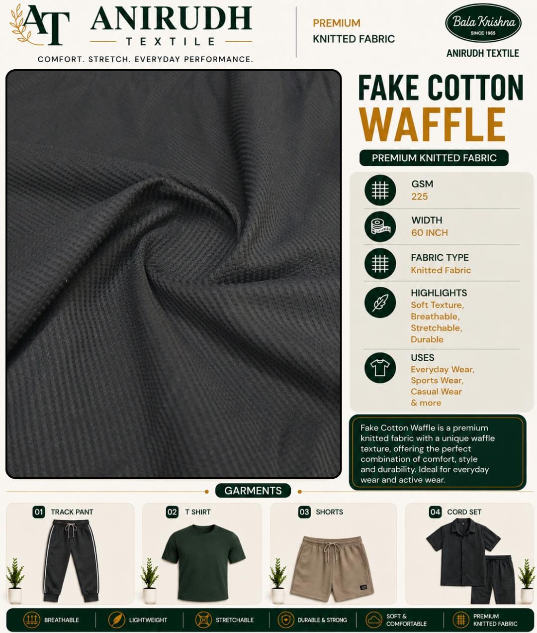 Fake cotton waffle